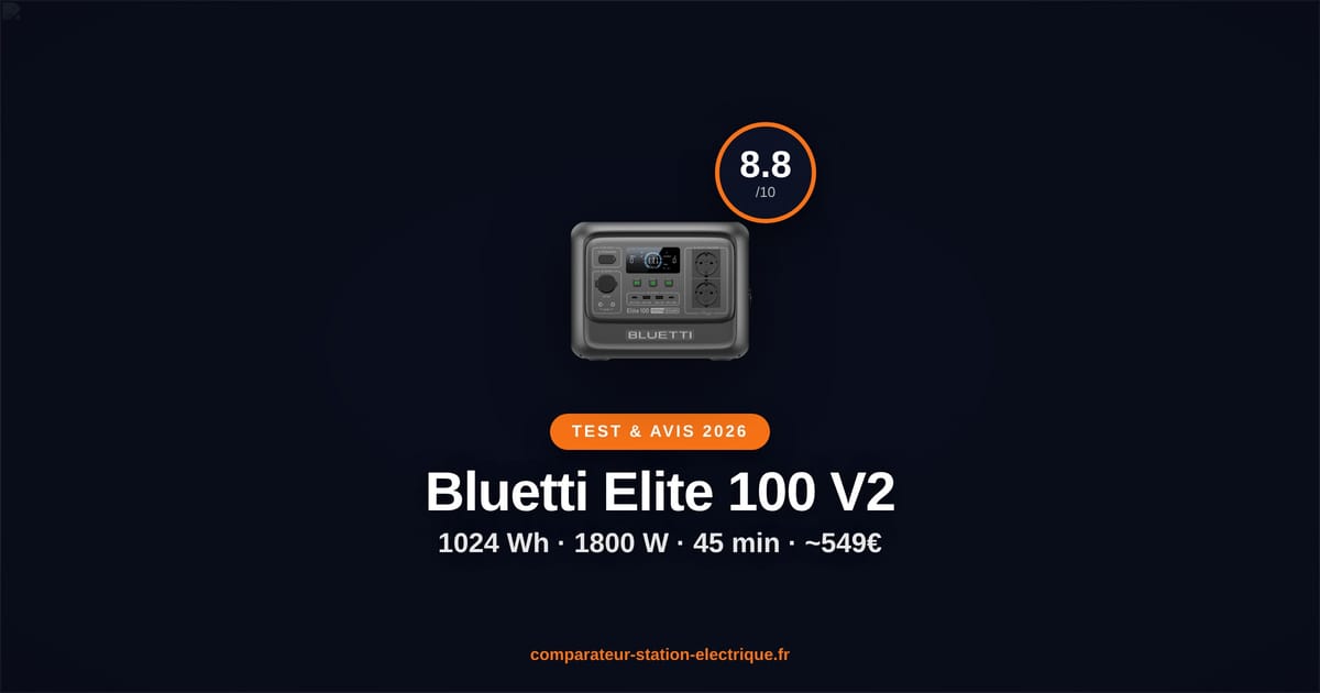 Bluetti Elite 100 V2 (1 024 Wh) : Test, Avis et Comparatif 2026